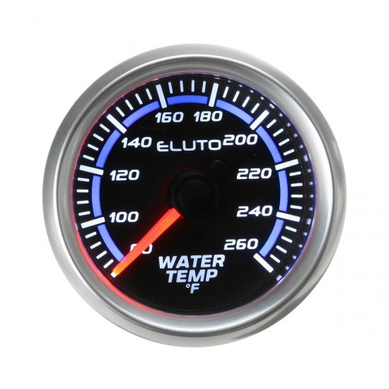 2'' 52mm 80-260°F Water Temperature Gauge Blue LED Black Face Car Meter + Sensor