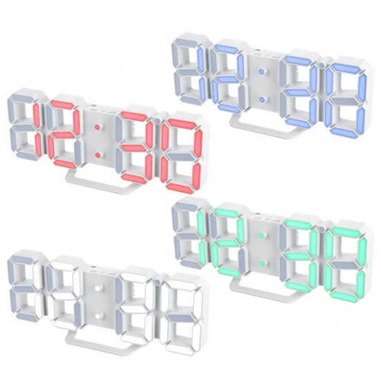 3D Alarm Clock LED Date Display Digital Temperature Snooze Table Wall Hanging 3D Alarm Clock LED Date Display Digital Temperature Snooze Table Wall Hanging
