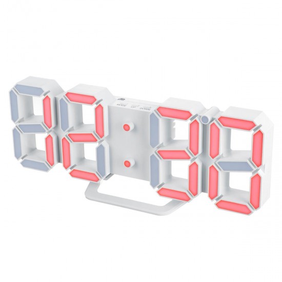 3D Alarm Clock LED Date Display Digital Temperature Snooze Table Wall Hanging