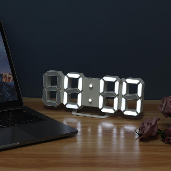 3D Alarm Clock LED Date Display Digital Temperature Snooze Table Wall Hanging