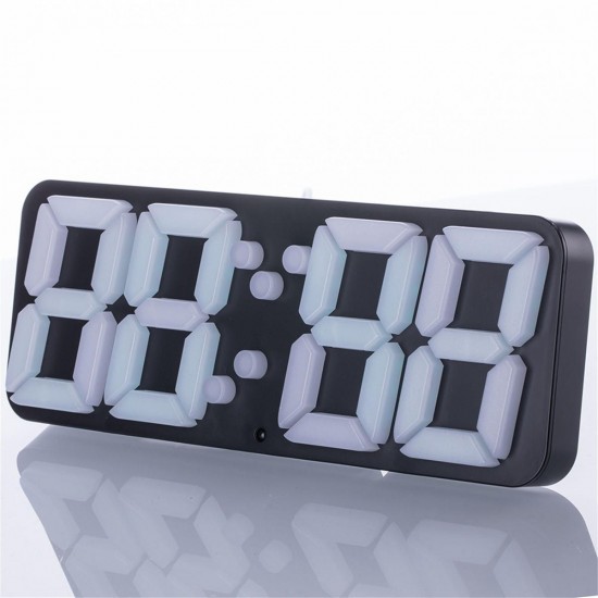 3D LED Digital Clock 115 RGB Colors Desk Wall Alarm Clock Remote Control Date Alarm Clock Thermometer Function Clock Voice Control Alarm Clock