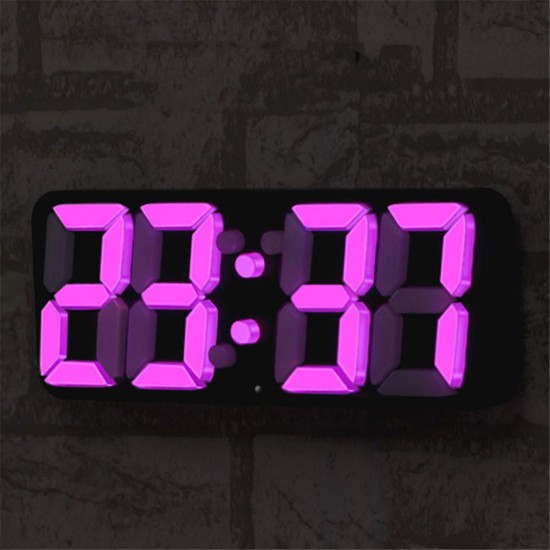 3D LED Digital Clock 115 RGB Colors Desk Wall Alarm Clock Remote Control Date Alarm Clock Thermometer Function Clock Voice Control Alarm Clock