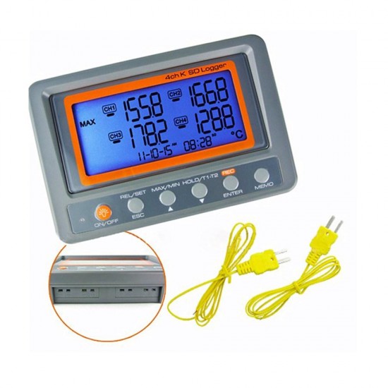 4 Channels -328 ~ 2498 Degree C / F K-type Thermocouple Thermometer SD Card 8GB Temperature Wallmount Recorder Thermometer