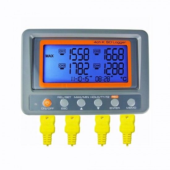 4 Channels -328 ~ 2498 Degree C / F K-type Thermocouple Thermometer SD Card 8GB Temperature Wallmount Recorder Thermometer