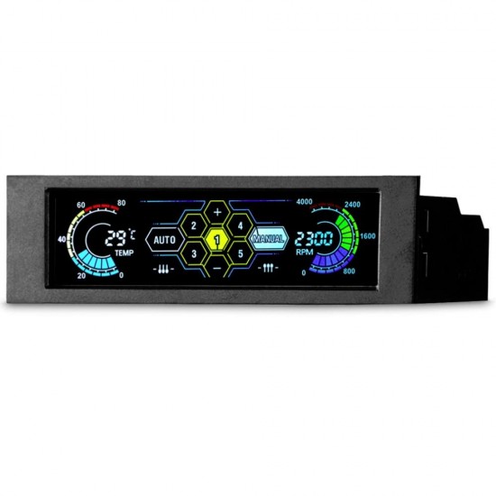 5.25'' Color Display Drive Bay PC Computer CPU Cooling LCD Front Panel Temperature Controller Fan Speed Control for Desktop