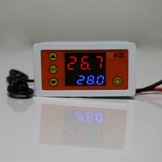 AC110V-220V DC12V Thermostat Heating Cooling Temperature Controller with Buzzer LED Digital Display