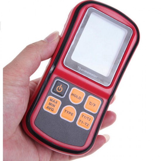 GM1312 Digital Thermometer Dual-channel LCD Display Temperature Meter Tester for K/J/T/E/R/S/N Thermocouple