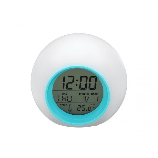 Colorful Electronic Desk Alarm Clock without Natural Sound Glowing Spherical Children's Pat Night Light