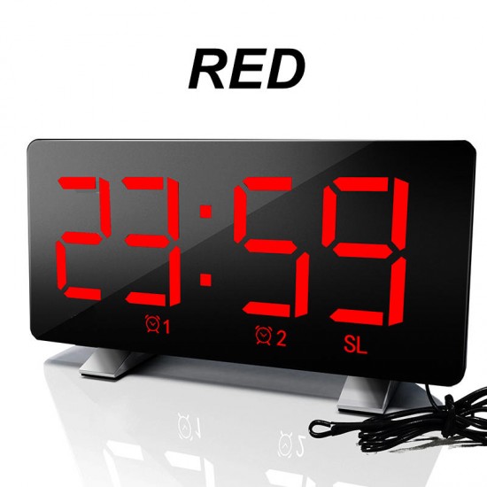 Digital FM Radio Dimmer LED Dual Alarms USB Charging Port Alarm Clock