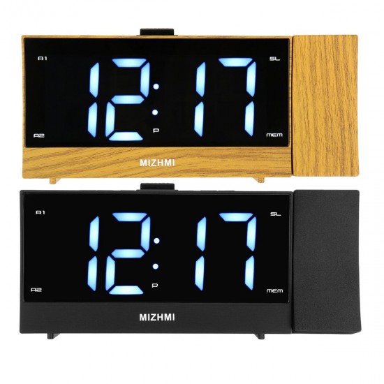 Digital Projection Alarm Clock LED Dual Alarm Radio Snooze FM Radio USB Charging