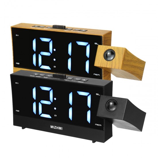 Digital Projection Alarm Clock LED Dual Alarm Radio Snooze FM Radio USB Charging