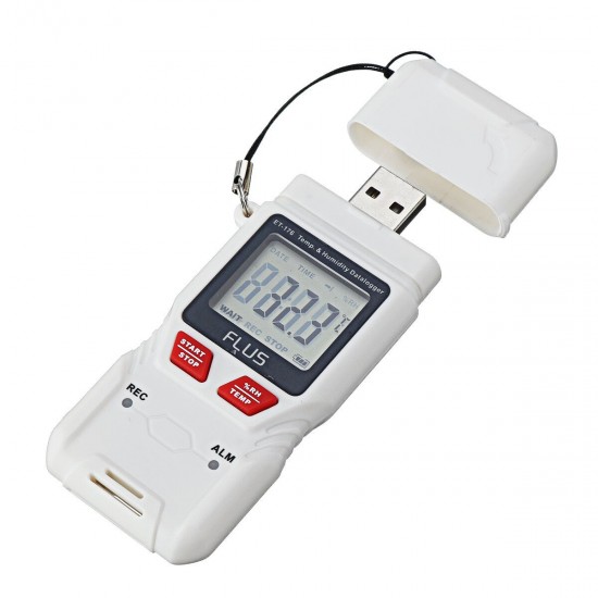 ET-176 Temperature and Humidity Datalogger with Data Report USB Interface for Set-up and Data Transfer to PC