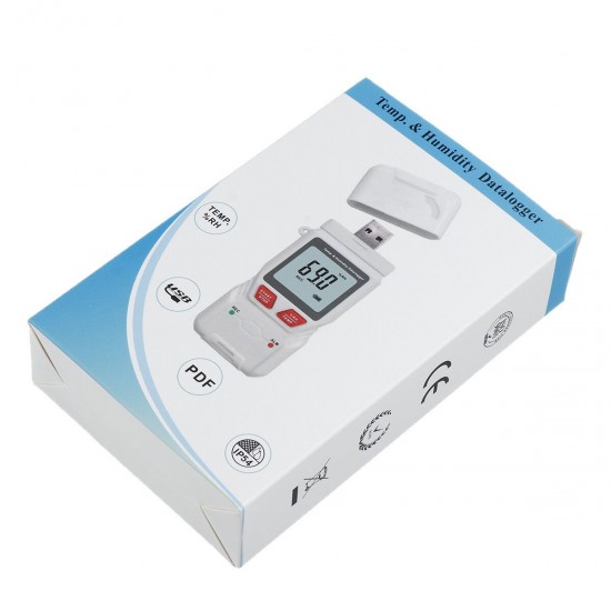 ET-176 Temperature and Humidity Datalogger with Data Report USB Interface for Set-up and Data Transfer to PC