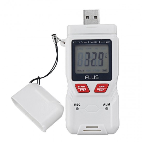 ET-176 Temperature and Humidity Datalogger with Data Report USB Interface for Set-up and Data Transfer to PC