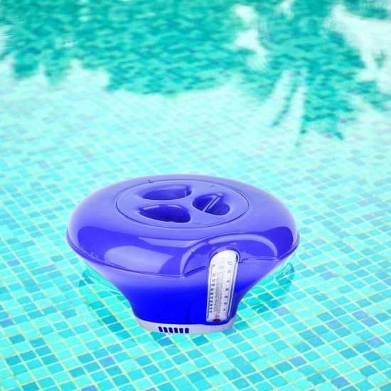 Float Dispenser Float Cup Sterilizing Pill Dispenser with Thermometer Soap Dispensers Floating Swimming Pool Chemical Chlorine Dispenser