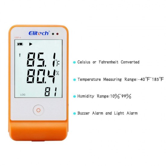 GSP-6 Temperature and Humidity Data Logger Recorder 16000 Points Refrigeration Cold Chain