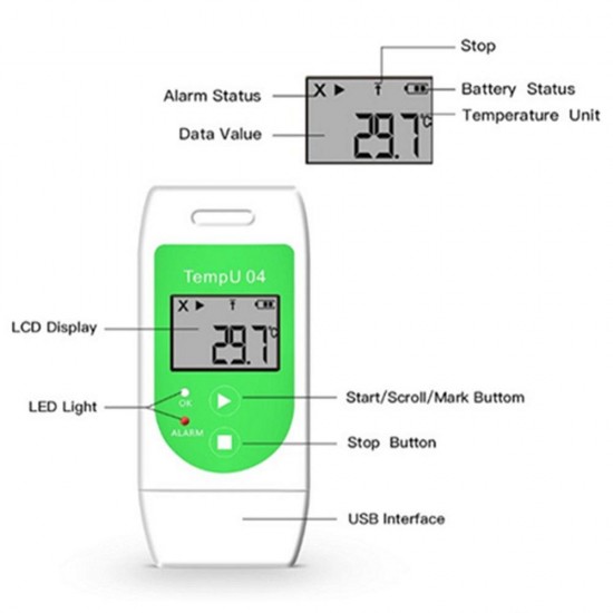 High Precision USB Temperature Logger Recorder Temperature Humidity Data Reusable Recording PDF CSV PI669 High Precision USB Temperature Logger Recorder Temperature Humidity Data Reusable Recording PDF CSV PI669