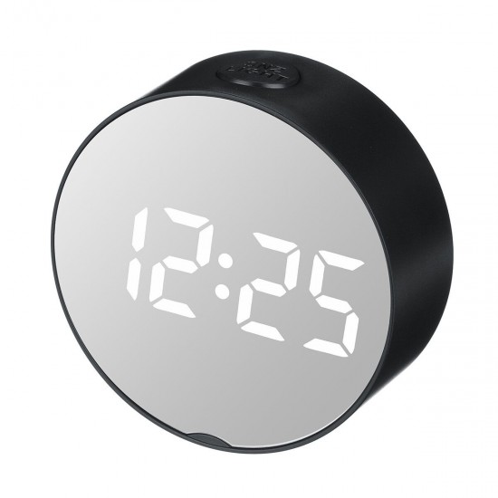 LED Alarm Clock Mirror Digital Table Display Temperature Snooze USB Charging wondergood