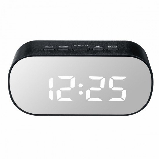 LED Alarm Clock Mirror Digital Table Display Temperature Snooze USB Charging wondergood