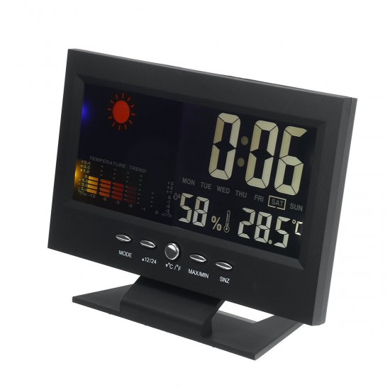 LED Digital Alarm Clock Snooze Calendar Thermometer Weather Color Display