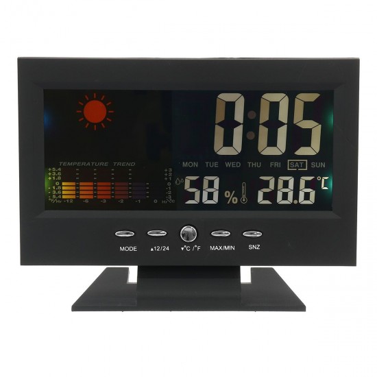 LED Digital Alarm Clock Snooze Calendar Thermometer Weather Color Display