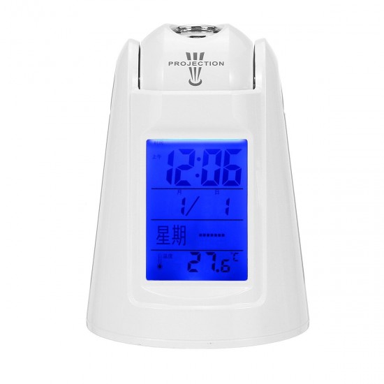 LED Projection Alarm Clock Thermometer Snooze Voice Timing Nightlight Kids Wake