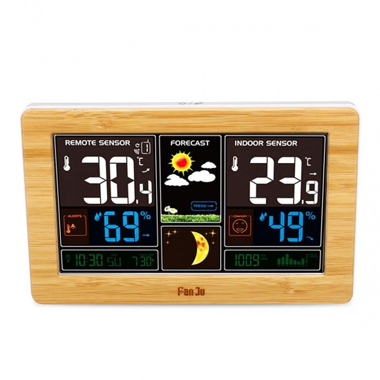 LED Weather Station Alarm Clock Thermometer Hygrometer Barometer Wireless Sensor