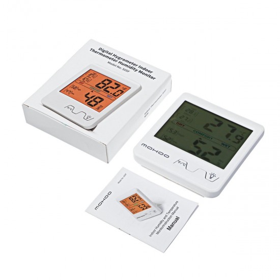 Indoor Thermometer Hygrometer Digital Hygrometer Thermometer Temperature and Humidity Meter with Backlight for Room Home Greenhouse