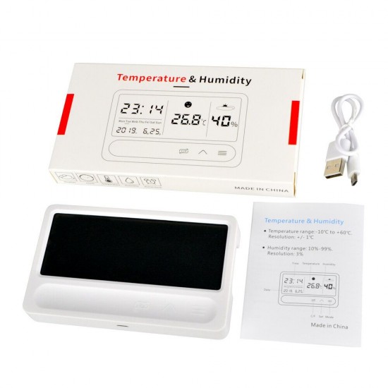Multifunction Chargeable Thermometer Hygrometer Automatic Electronic Temperature Humidity Monitor Alarm Clock Large LCD Screen Multifunction Chargeable Thermometer Hygrometer Automatic Electronic Temperature Humidity Monitor Alarm Clock Large LCD Screen