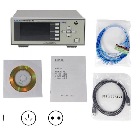 PZ1008S Multi-channel Temperature Recorder 8-Channel Temperature Tester Built-in 8G Memory List Beeper Alarm