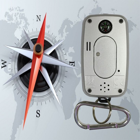 Portable Mini Weather Clock Thermometer and Hygrometer Backlight with Flashlight and Compass Function