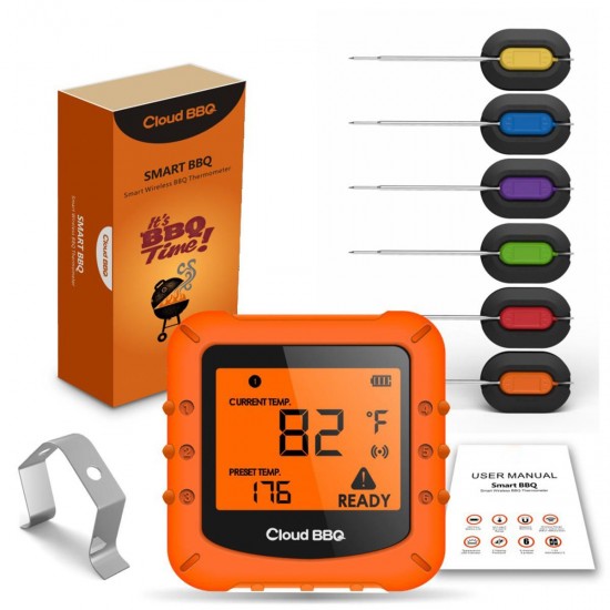 Smart Wireless bluetooth Digital Thermometer with 6 Probes Cooking BBQ for iOS & Android