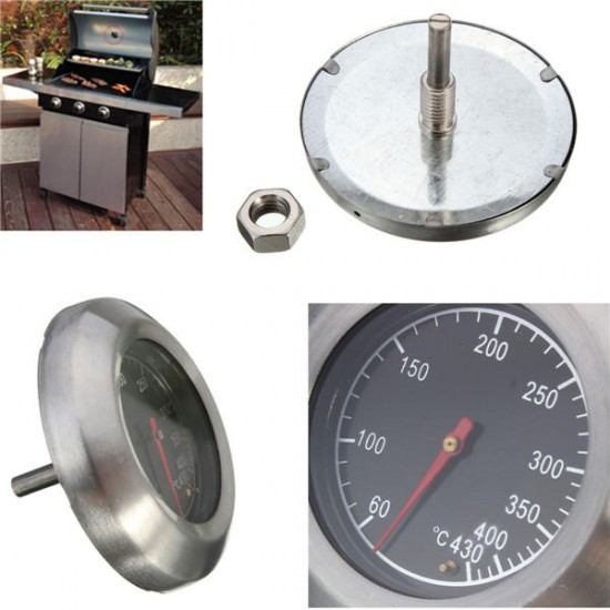 Stainless Steel Thermometer Barbecue BBQ Smoker Grill Temperature Gauge 60-430° Stainless Steel Thermometer Barbecue BBQ Smoker Grill Temperature Gauge 60-430°