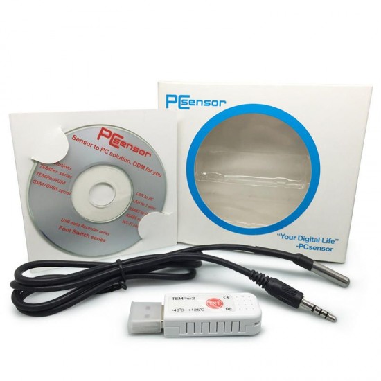TEMPER2 USB Thermometer -40~+125 °Waterproof Probe Temperature Data Logger Recorder TEMPER2 USB Thermometer -40~+125 °Waterproof Probe Temperature Data Logger Recorder