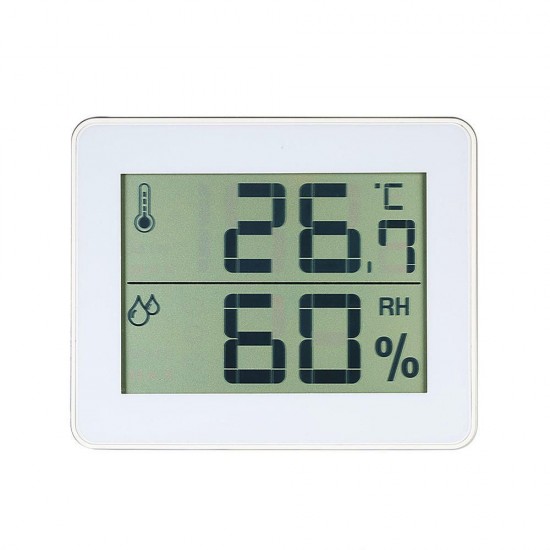 TS-E01 Digital Display Thermometer Hygrometer 0°50°Thermometer Black/White/Yellow-green Desk Thermometer