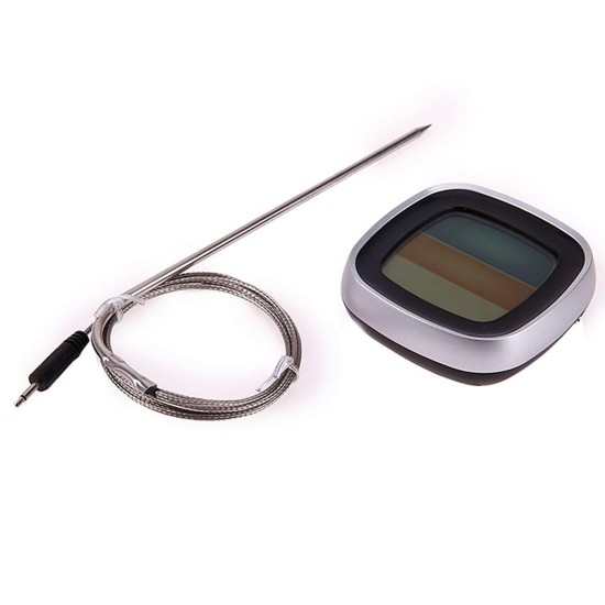 TS-S62 Digital Meat Thermometer Oven Colorful Touchscreen Instant Read Probe Kitchen BBQ Cooking Thermometer with Timer Alert Function