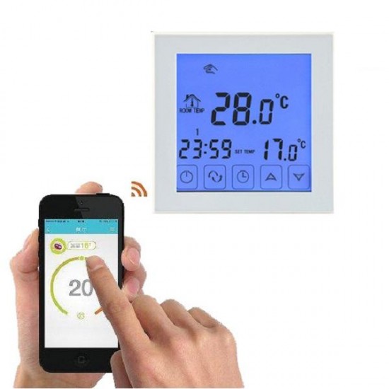 WIFI Smart Large Touch Screen Programmable Electric Heating Thermostat Carbon Crystal Wall Warm Thermostat Remote Control