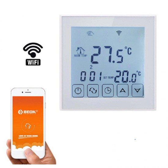 WIFI Smart Large Touch Screen Programmable Electric Heating Thermostat Carbon Crystal Wall Warm Thermostat Remote Control