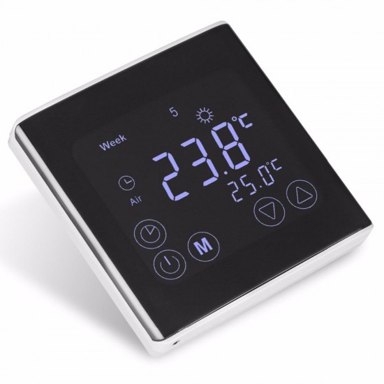 Weekly Programmable Underfloor Heating Thermostat LCD Touch Screen Room Digital Thermometer Thermostat White Backlight