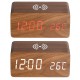 Wooden Digital Electronic Clock Alarm Clock With Wireless Charging Function