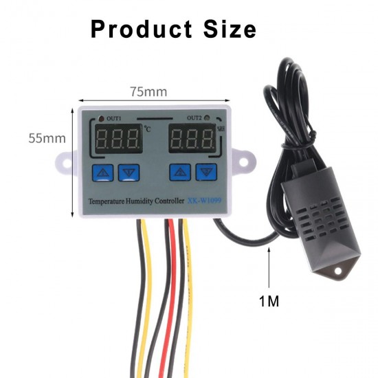 XK-W1099 Intelligent Digital Display Temperature and Humidity Controller Adjustable Microcomputer Control Switch Control High Precision Temperature and Humidity Meter