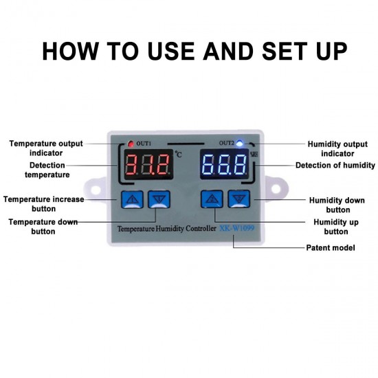 XK-W1099 Intelligent Digital Display Temperature and Humidity Controller Adjustable Microcomputer Control Switch Control High Precision Temperature and Humidity Meter