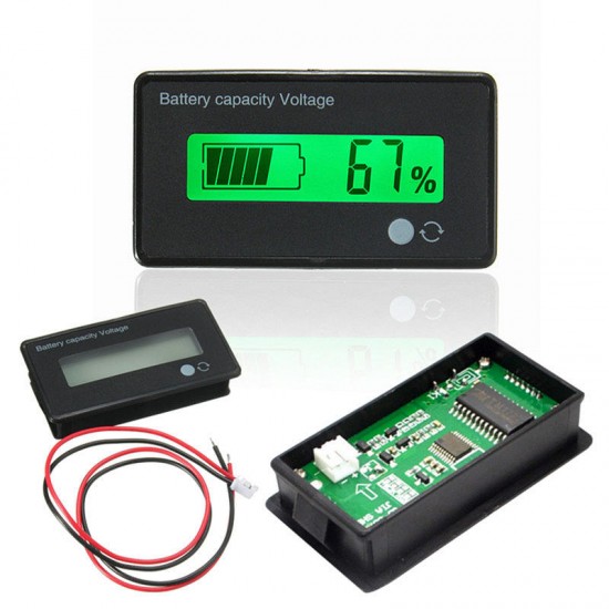 12V 8-70V LCD Acid Lead Lithium Battery Capacity Indicator Digital Voltmeter