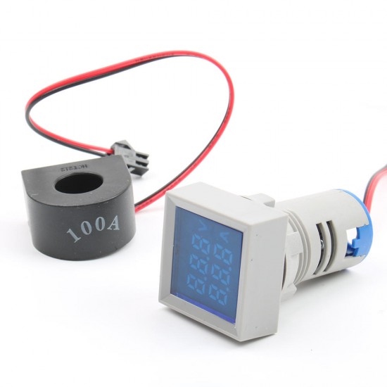 22mm AC 50-500V 0-100A Mini Digital square Voltmeter Ammeter Volt Voltage Tester Meter Dual LED Indicator Pilo t Lamp Light Dual 22mm AC 50-500V 0-100A Mini Digital square Voltmeter Ammeter Volt Voltage Tester Meter Dual LED Indicator Pilo t Lamp Light Dual