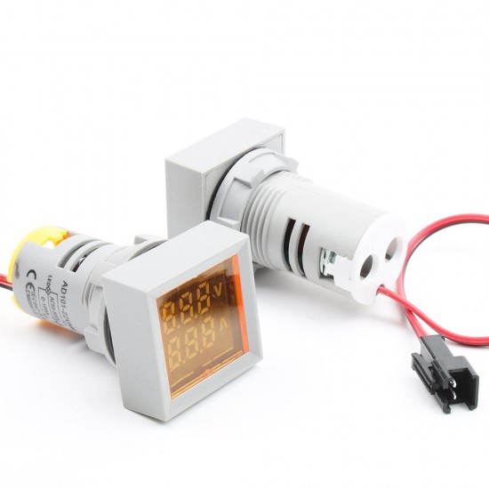 22mm AC 50-500V 0-100A Mini Digital square Voltmeter Ammeter Volt Voltage Tester Meter Dual LED Indicator Pilo t Lamp Light Dual 22mm AC 50-500V 0-100A Mini Digital square Voltmeter Ammeter Volt Voltage Tester Meter Dual LED Indicator Pilo t Lamp Light Dual