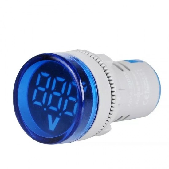 3Pcs AC20-500V LED Large Display Voltage Meter Digital Gauge Volt Indicator Signal Lamp Voltmeter Lights Tester-Blue