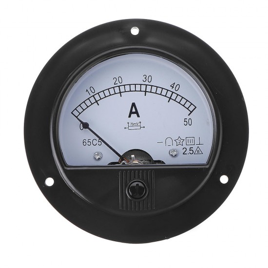 62C2 Round Analog Amp Panel Meter Current Ammeter DC 0-50A With Shunt