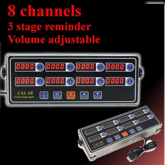 8 Channel Digital Timer CAL-8B Burger Basket Shaking Timing Timer 8 Channel Digital Timer CAL-8B Burger Basket Shaking Timing Timer