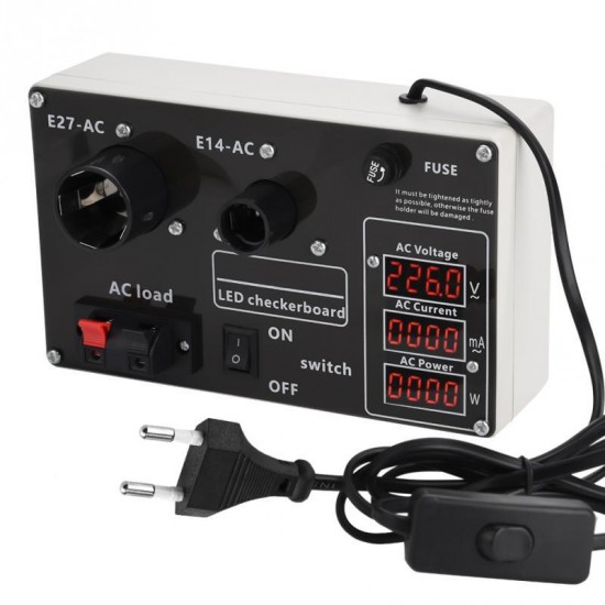 AC200-240V LED Light Lamp Current Voltage Power Tester Checkerboard E14 E27 Socket Meter AC200-240V LED Light Lamp Current Voltage Power Tester Checkerboard E14 E27 Socket Meter