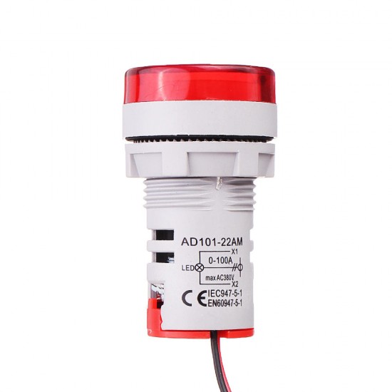 AD16-22DSV 22mm Mini Digital Display Ammeter 60-500V Universal Indicator Lamp Aperture For Test Current